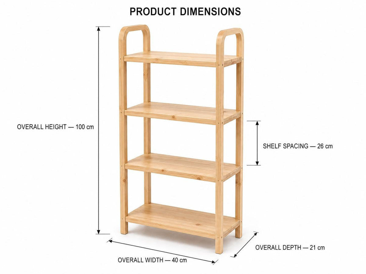Natural Pine Wood Storage Rack with 4 Tiers