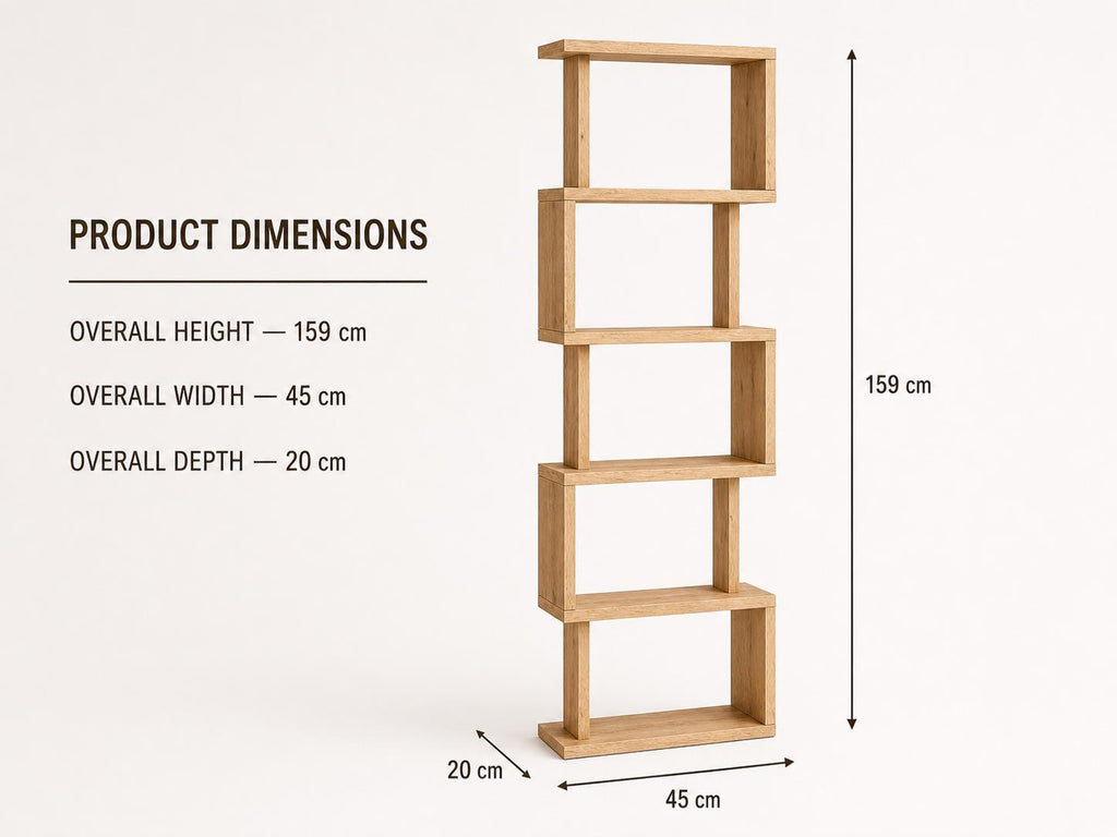 Natural Pine Wood Shelf Unit with Six Shelves