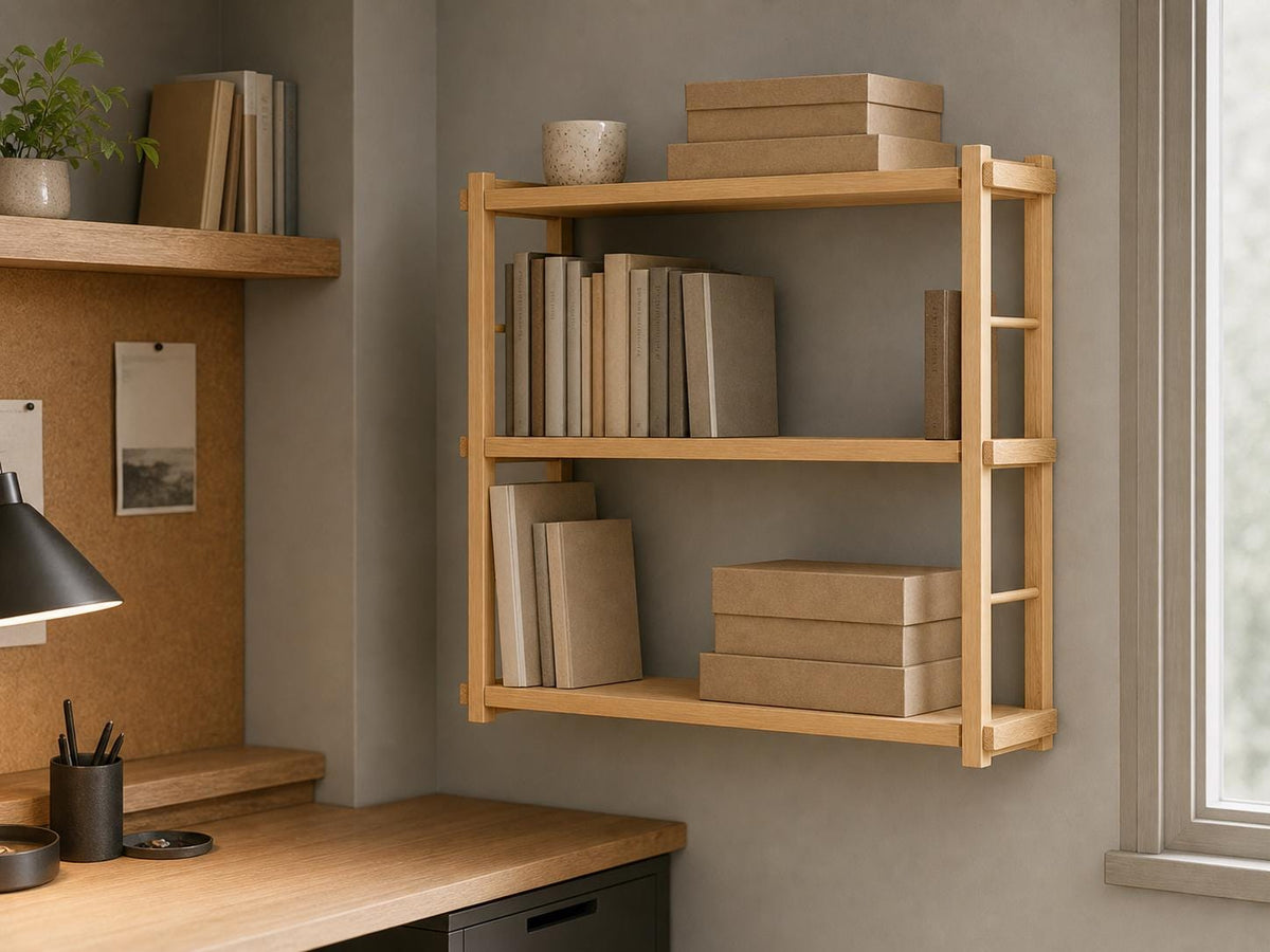 Modern White Wood Wall-Mounted Shelf Unit