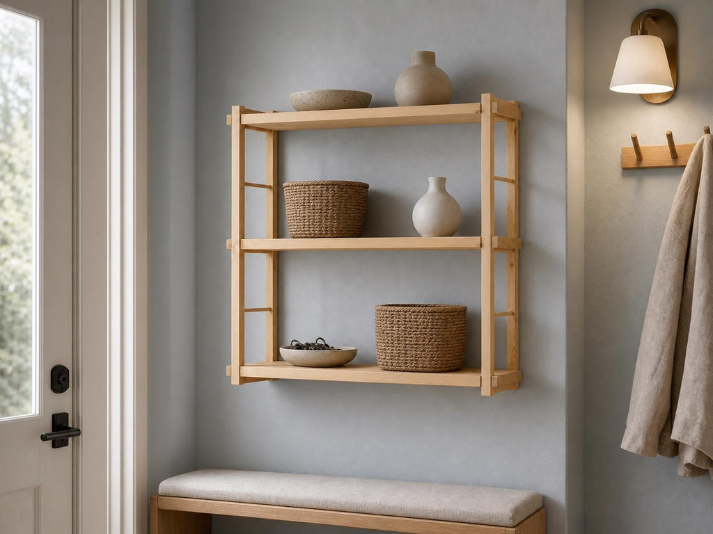 Modern White Wood Wall-Mounted Shelf Unit