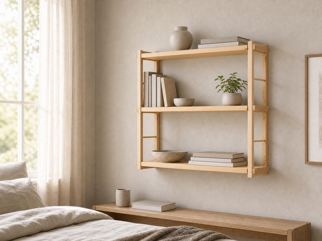 Modern White Wood Wall-Mounted Shelf Unit