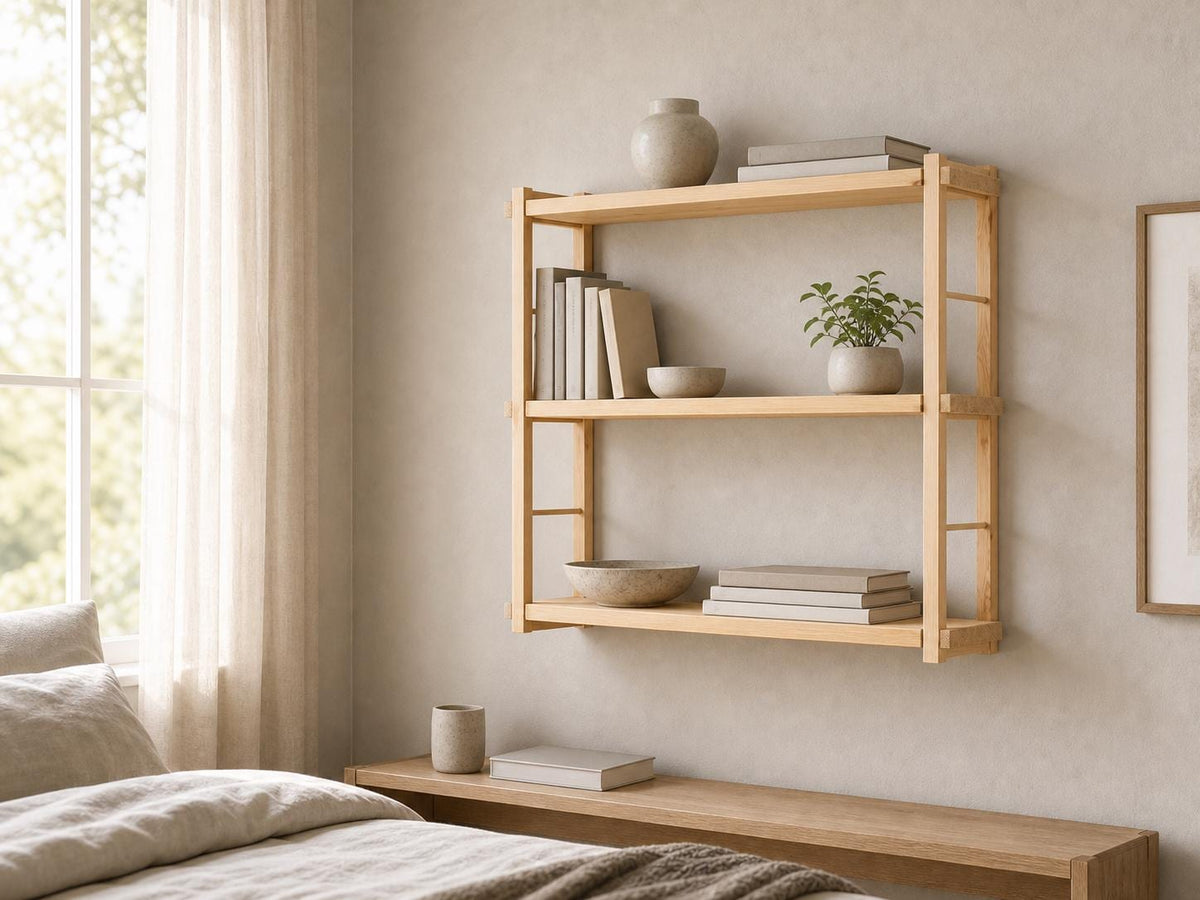 Modern White Wood Wall-Mounted Shelf Unit