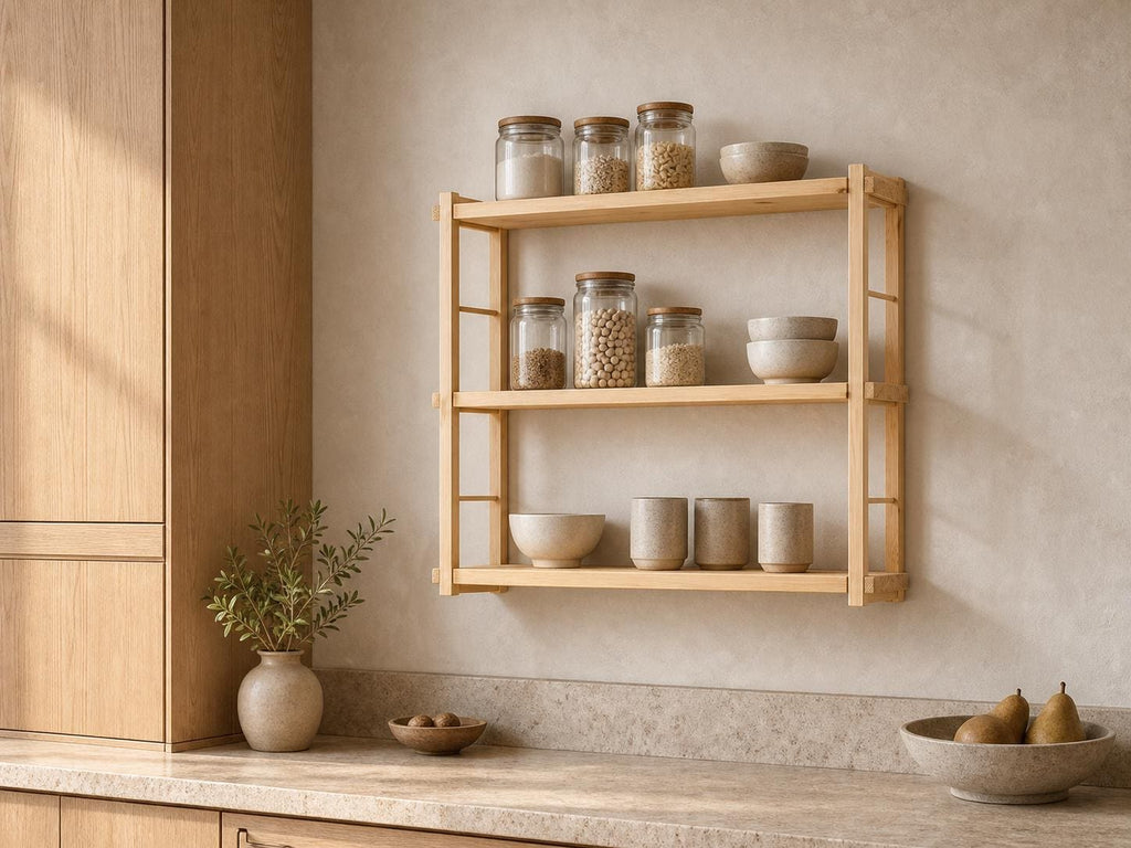 Modern White Wood Wall-Mounted Shelf Unit