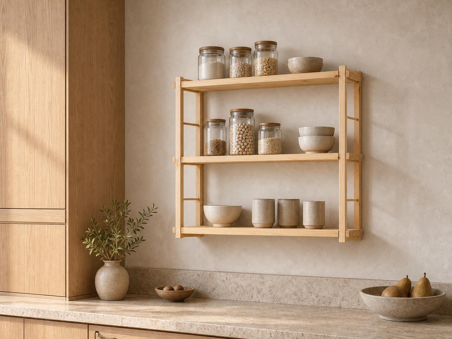 Modern White Wood Wall-Mounted Shelf Unit