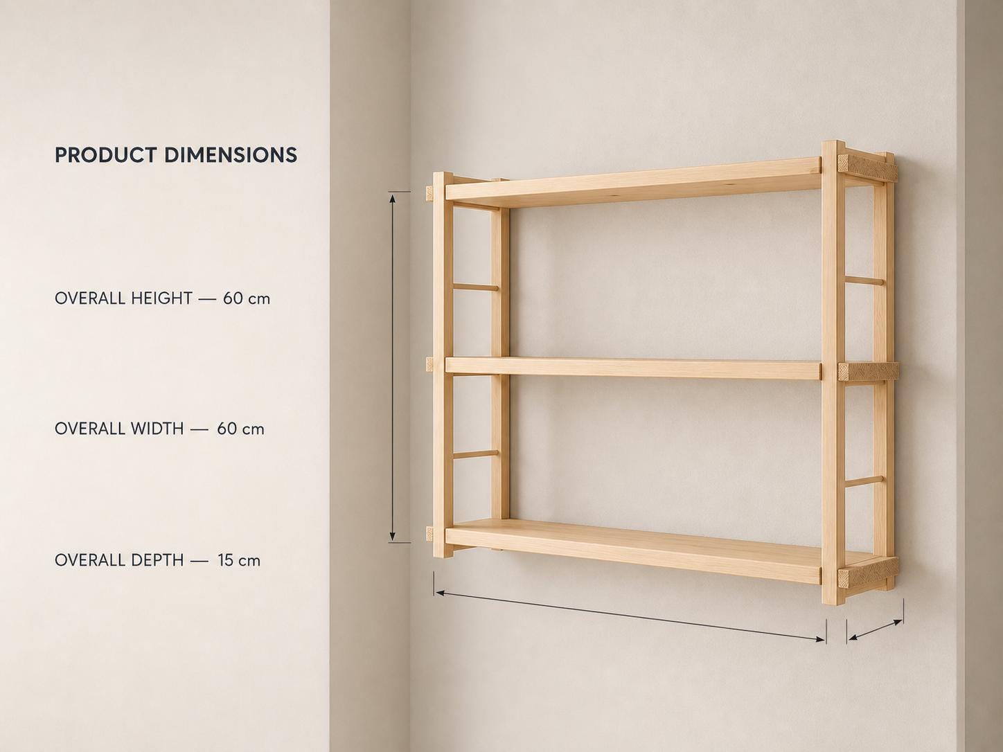 Modern White Wood Wall-Mounted Shelf Unit