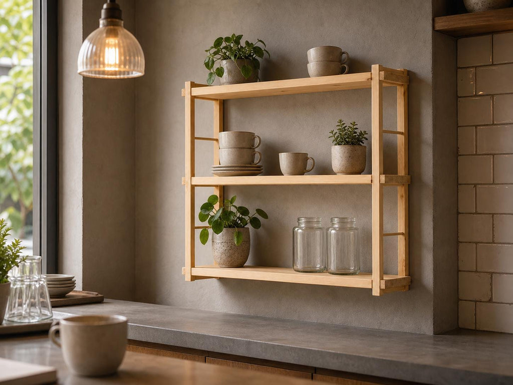 Modern White Wood Wall-Mounted Shelf Unit