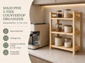 Natural Pine Wooden Shelf Rack with Three Tiers — Natural Finish