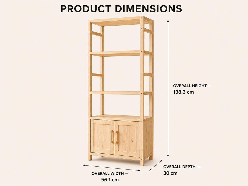 Wooden Kitchen Shelf Organizer with Natural Pine Finish