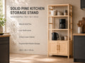 Wooden Kitchen Shelf Organizer with Natural Pine Finish