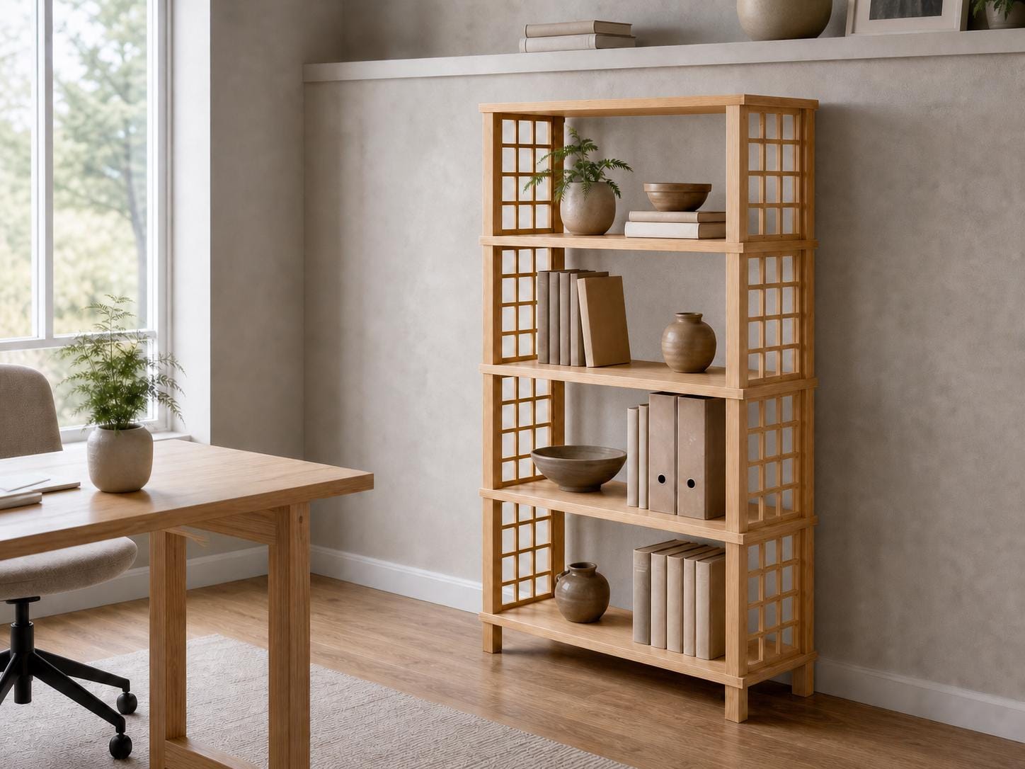 Solid Pine 5-Shelf Bookcase | Natural Open Design Storage Shelves