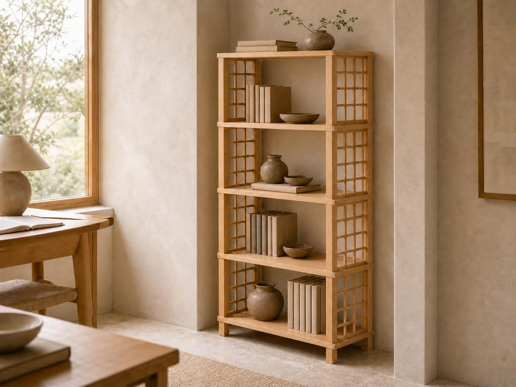 Solid Pine 5-Shelf Bookcase | Natural Open Design Storage Shelves