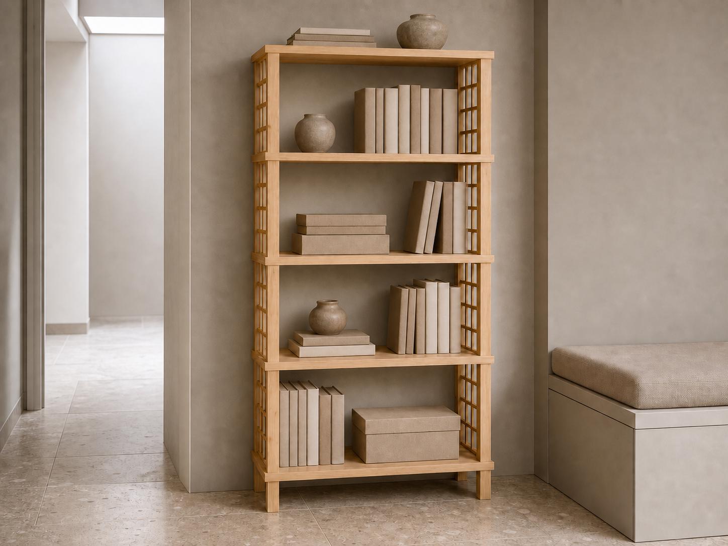Solid Pine 5-Shelf Bookcase | Natural Open Design Storage Shelves