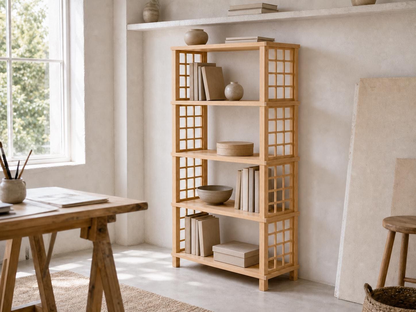 Solid Pine 5-Shelf Bookcase | Natural Open Design Storage Shelves