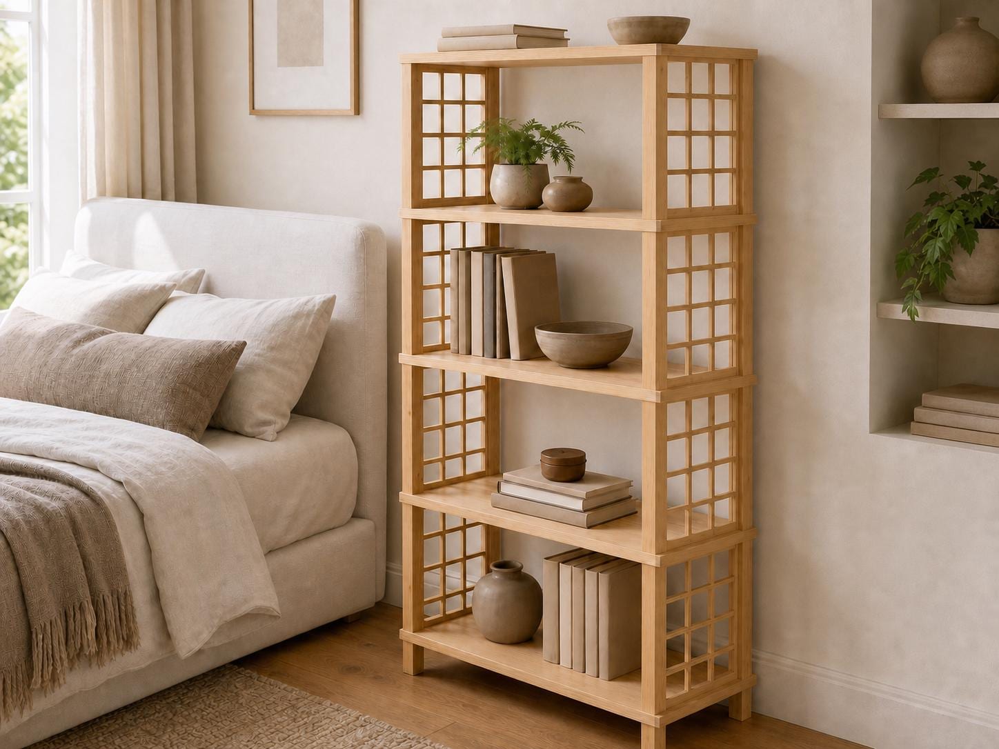 Solid Pine 5-Shelf Bookcase | Natural Open Design Storage Shelves