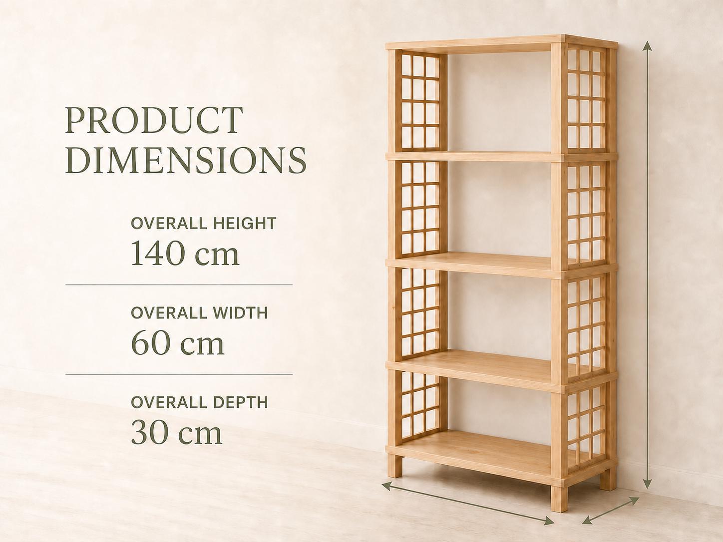 Solid Pine 5-Shelf Bookcase | Natural Open Design Storage Shelves