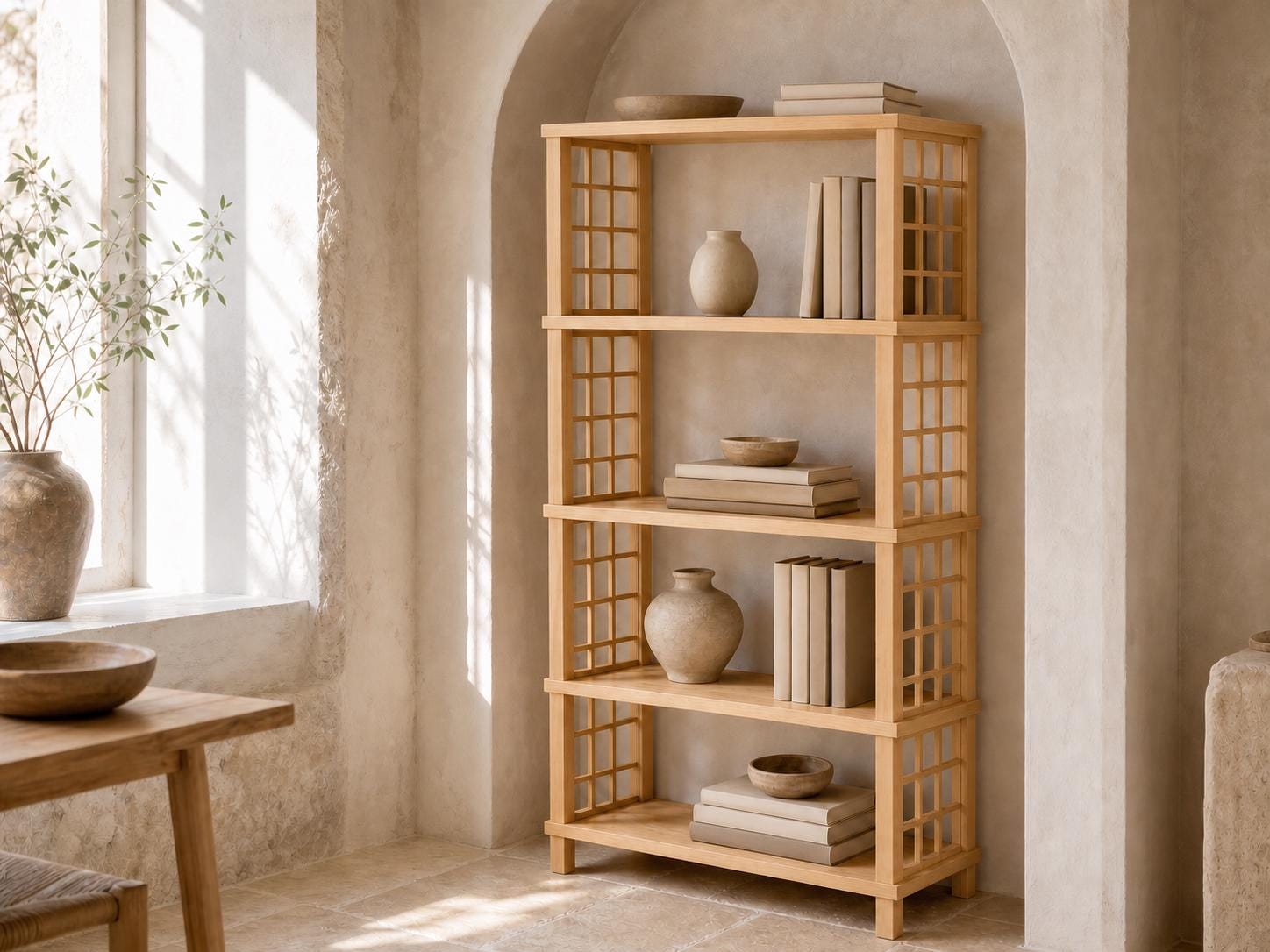 Solid Pine 5-Shelf Bookcase | Natural Open Design Storage Shelves