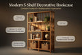 Natural Pine Bookshelf, Rustic Modern Storage Rack, Living Room Office Furniture