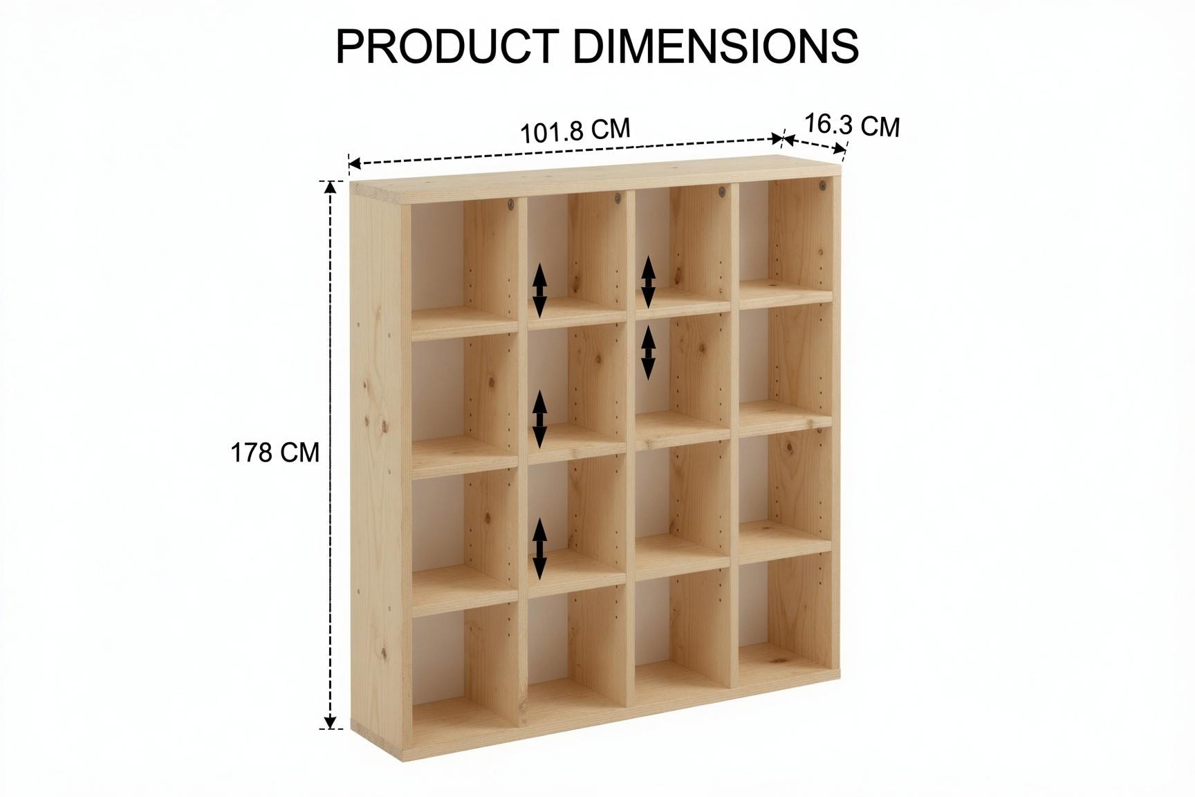 Natural Pine Bookshelf, Rustic Modern Storage Rack, Living Room Office Furniture