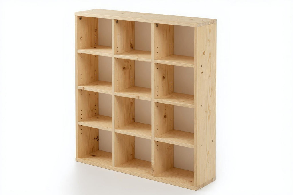 Natural Pine Bookshelf, Rustic Modern Storage Rack, Living Room Office Furniture