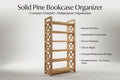 Natural Pine Wood Bookshelf, Rustic Modern 5-Shelf Storage Rack