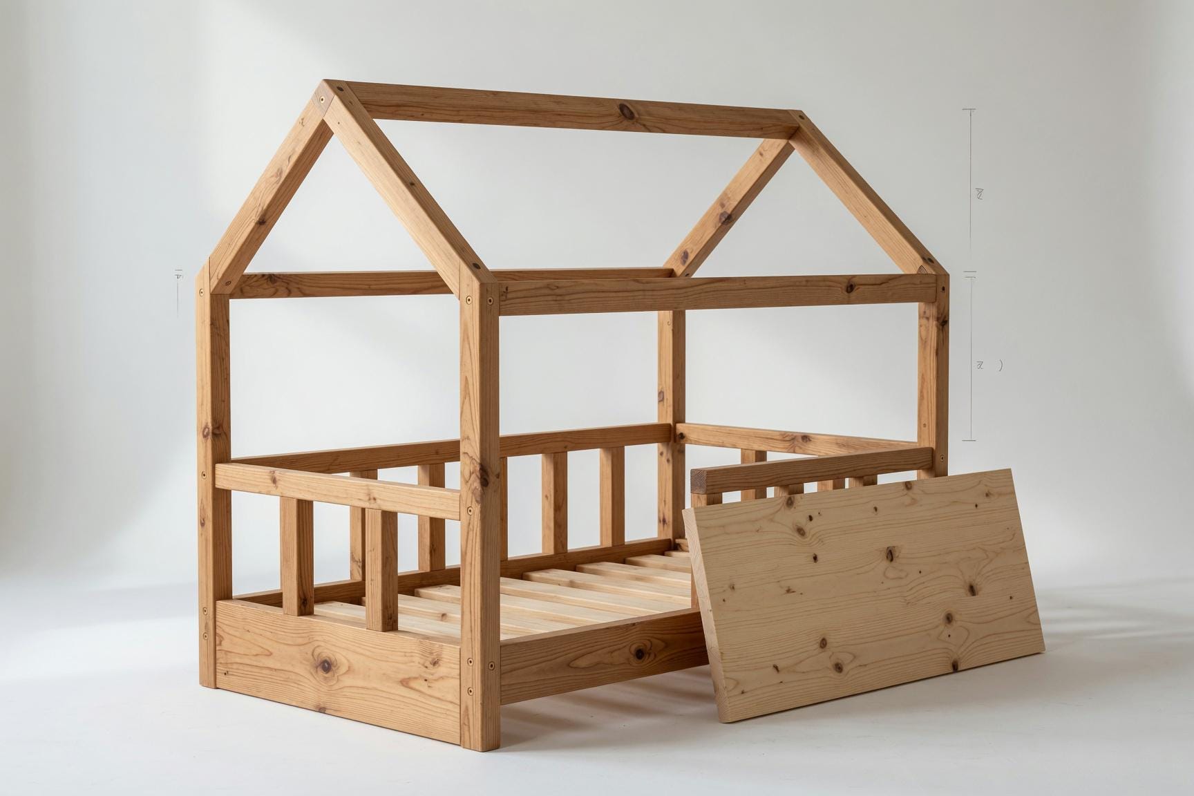 Solid Pine House Bed Frame for Kids | Montessori Floor Bed (141x71x112 cm)
