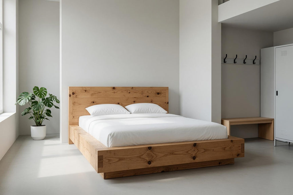 Solid Pine Platform Bed | Thick 50mm Wood, Handcrafted Rustic Frame, Flat-Pack Design