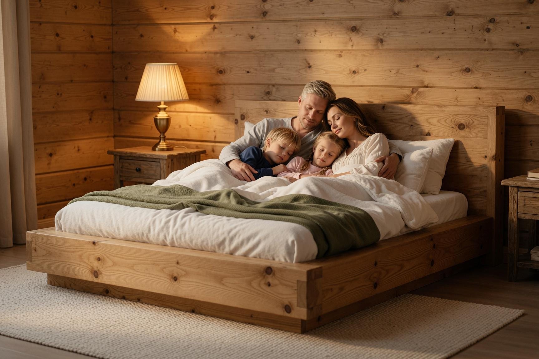 Solid Pine Platform Bed | Thick 50mm Wood, Handcrafted Rustic Frame, Flat-Pack Design