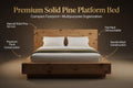 Solid Pine Platform Bed | Thick 50mm Wood, Handcrafted Rustic Frame, Flat-Pack Design