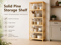 Natural Pine Wood 5-Shelf Bathroom Organizer