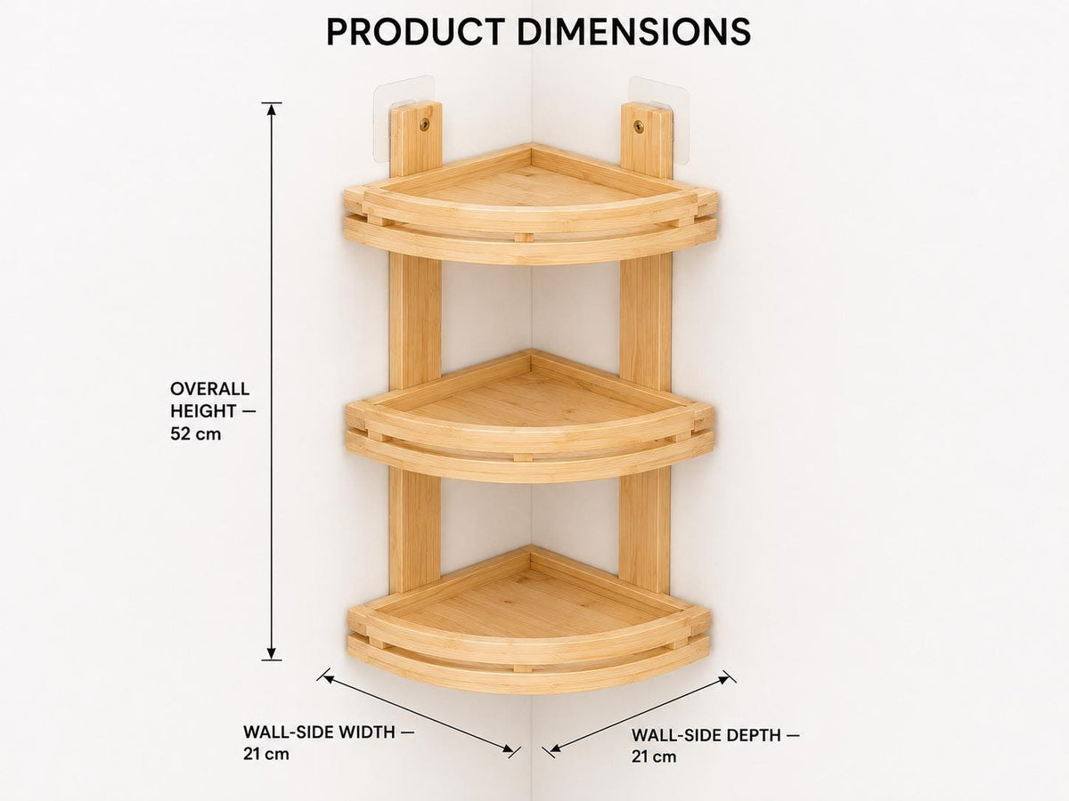 Natural Pine Wood Bathroom Storage, Eco-Friendly Shower Shelf, Stylish Home Organization, Bathroom Decor