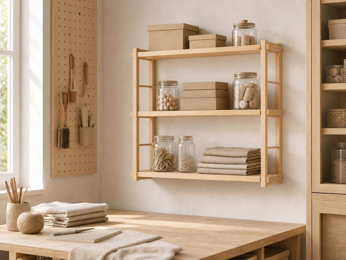 Modern White Wood Wall-Mounted Shelf Unit