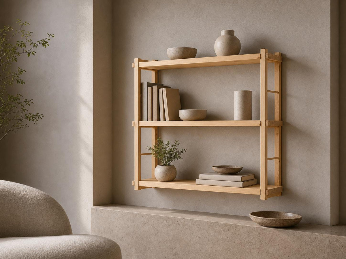Modern White Wood Wall-Mounted Shelf Unit