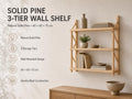 Natural Pine Wood 3-Tier Wall Shelf Unit