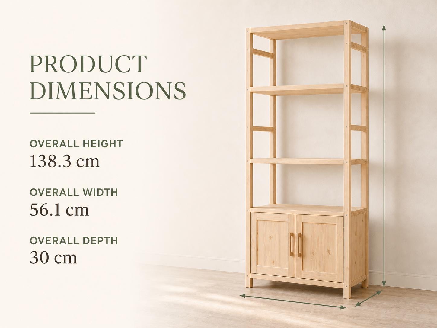 Wooden Kitchen Shelf Organizer with Natural Pine Finish