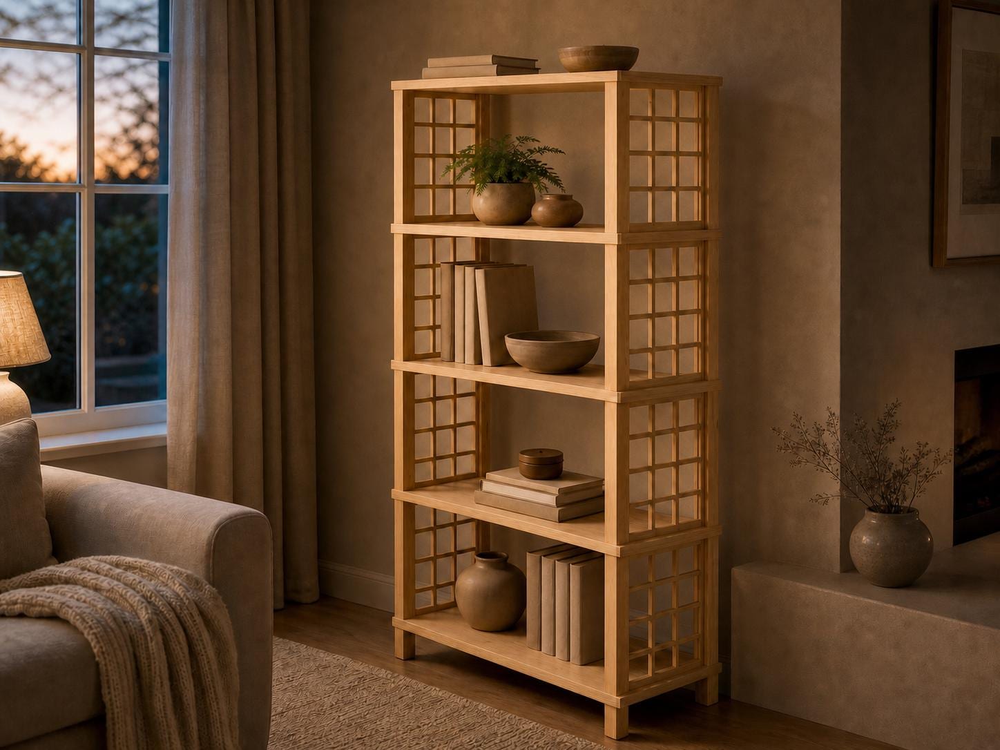 Solid Pine 5-Shelf Bookcase | Natural Open Design Storage Shelves