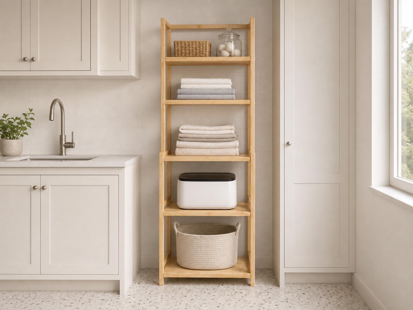 Solid Pine Kitchen Appliance Tower | 3-Tier Rustic Storage Shelf