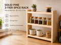 Solid Pine 3-Tier Spice Rack, Rustic Countertop Organizer (40 x 43.5 x 12 cm)