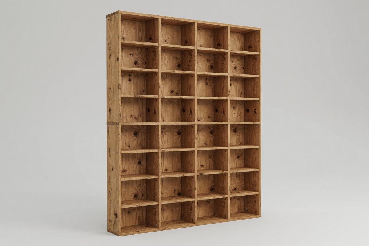 Wooden Bookshelf with Multiple Shelves — Natural pine 8x4