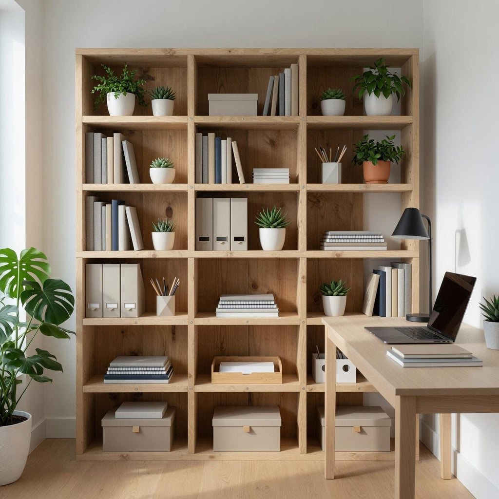 Solid Pine Wood Bookshelf, Rustic Multi-Shelf Storage Rack, Natural Modern Furniture