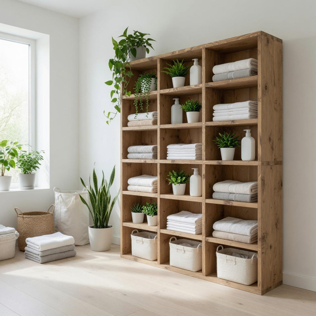 Solid Pine Wood Bookshelf, Rustic Multi-Shelf Storage Rack, Natural Modern Furniture