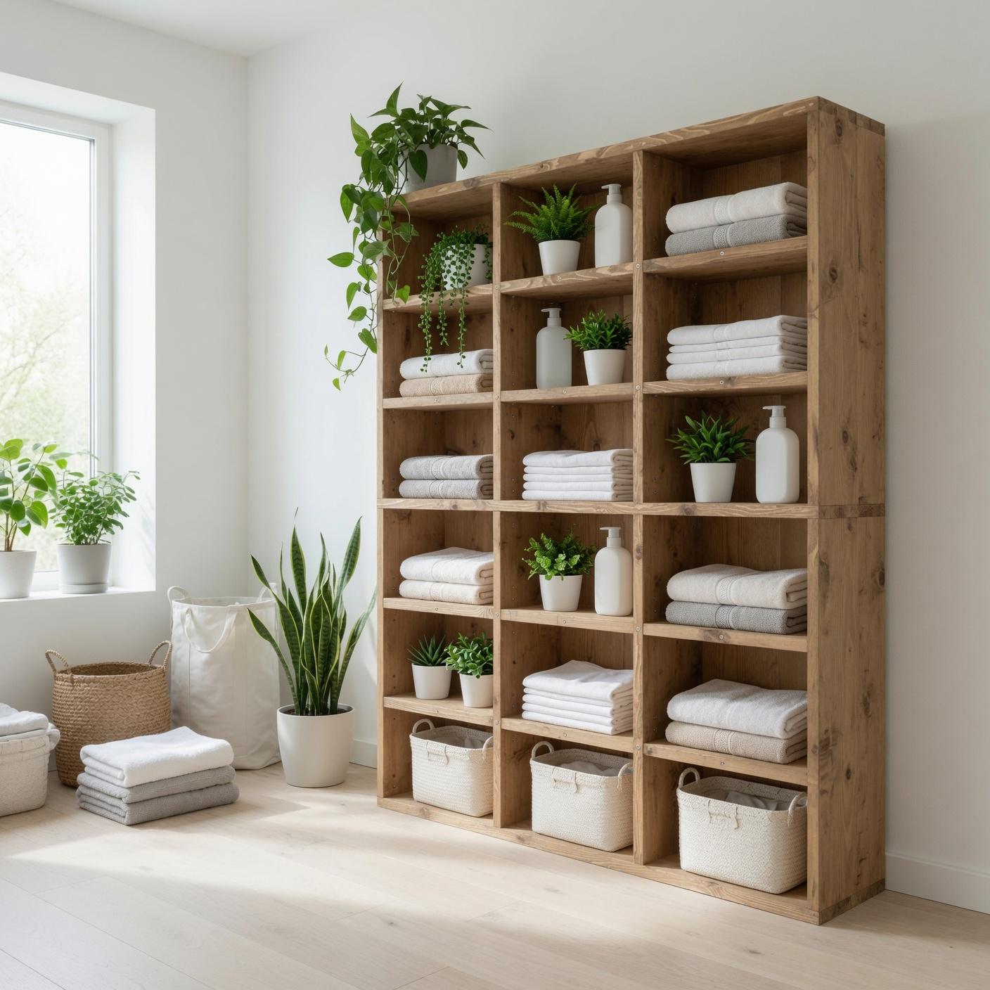 Solid Pine Wood Bookshelf, Rustic Multi-Shelf Storage Rack, Natural Modern Furniture