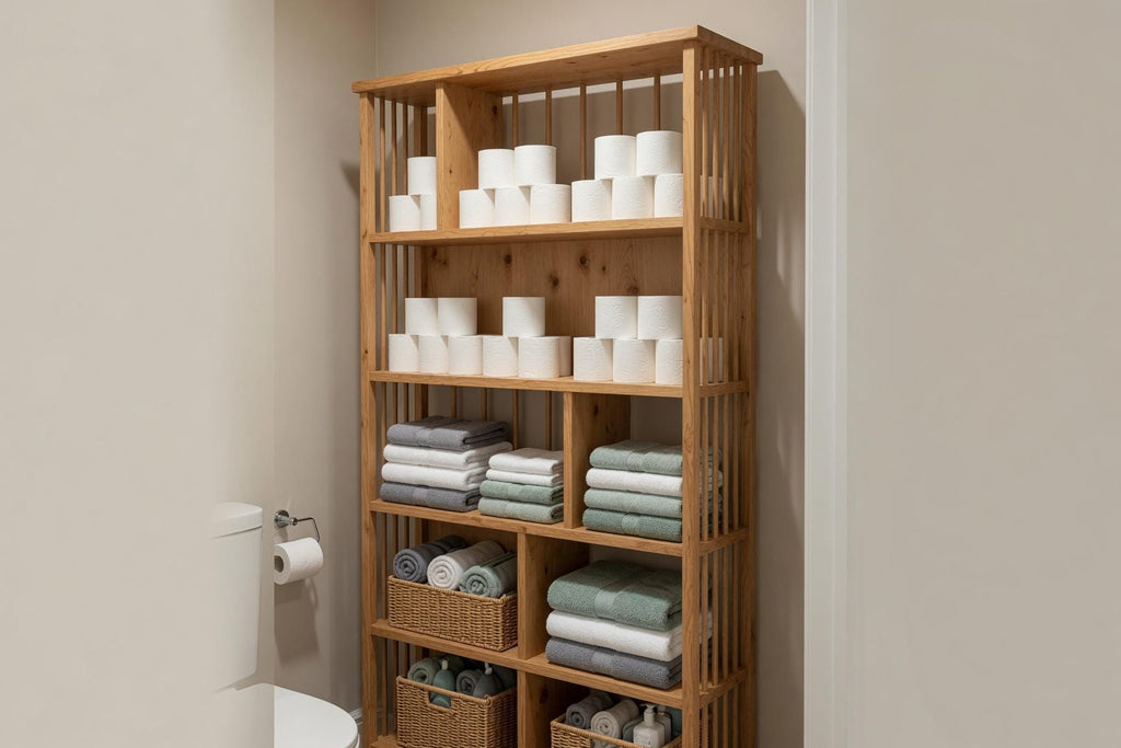 Natural Pine Bookshelf, Rustic Modern Storage Rack, Living Room Office Furniture