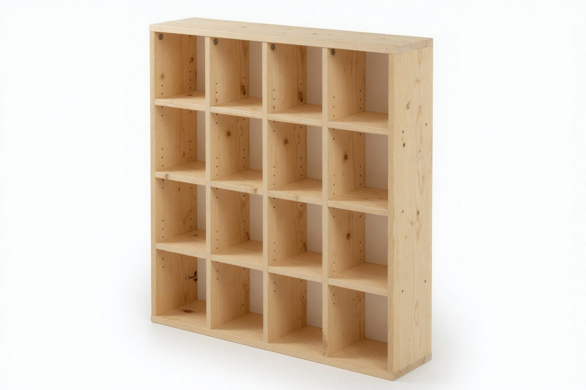 Natural Pine Bookshelf, Rustic Modern Storage Rack, Living Room Office Furniture
