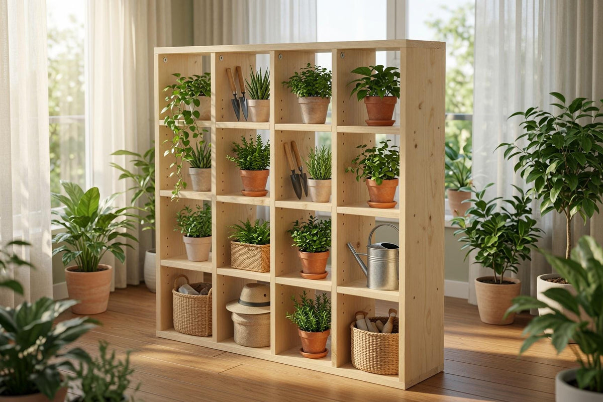 Natural Pine Bookshelf, Rustic Modern Storage Rack, Living Room Office Furniture