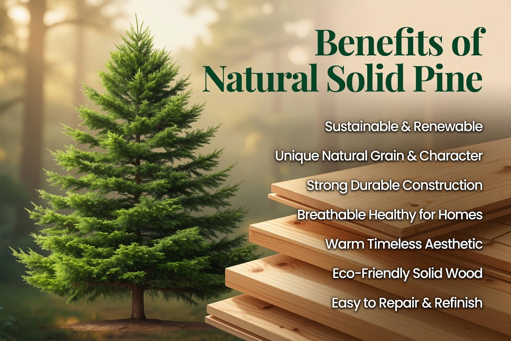 Natural Pine Bookshelf, Rustic Modern 5x2 Shelving Unit, Living Room Storage Rack